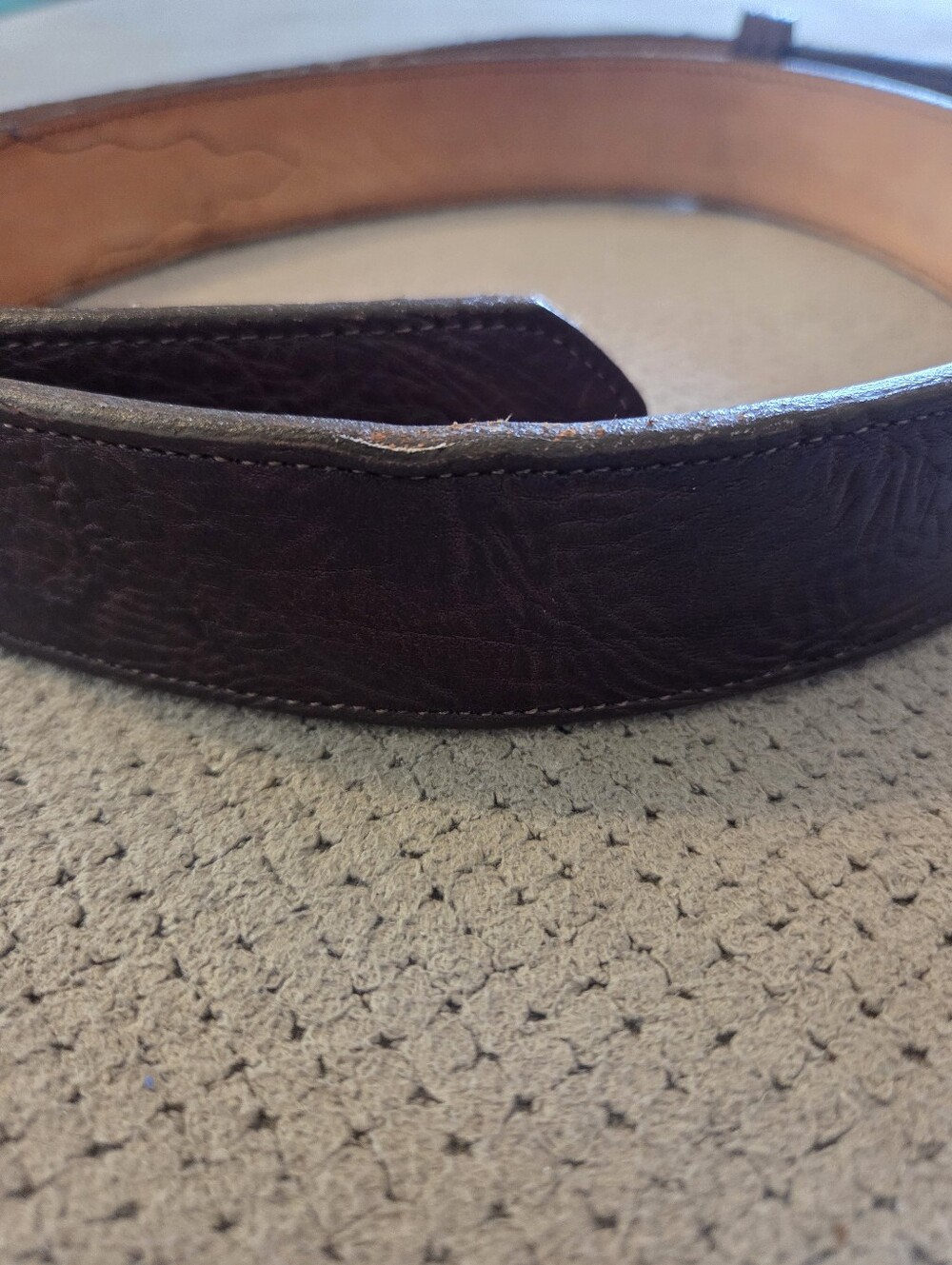 Vintage 3-D Belt Leather Belt Brown Full Grain Cowhide Western Made USA Size 42 - Picture 8 of 16